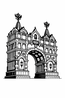 Триумфальная арка в Благовещенске. Сувенирный туристический штамп